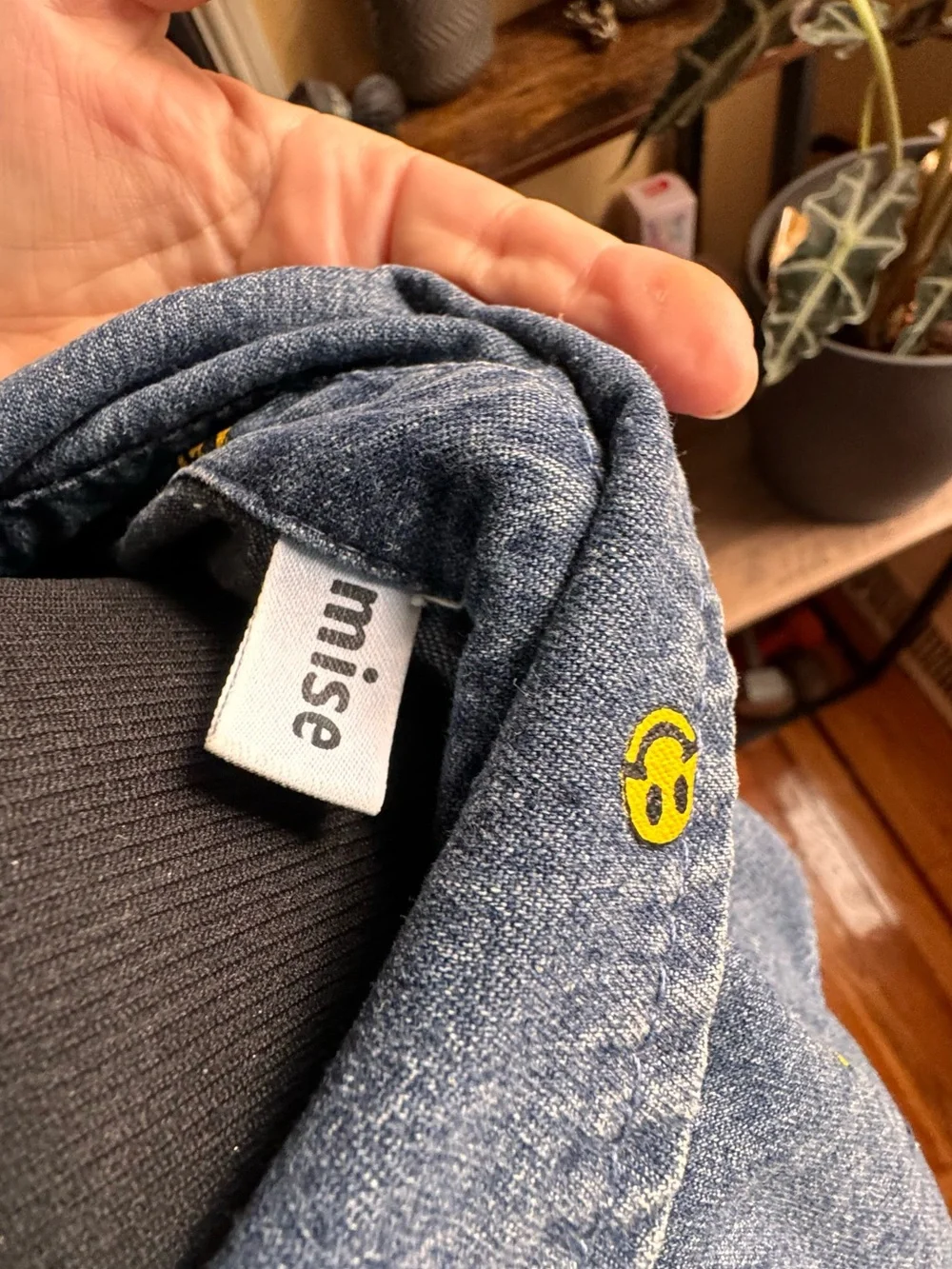 Denim Shirt Dress with Yellow Smile Embroidery - Kids